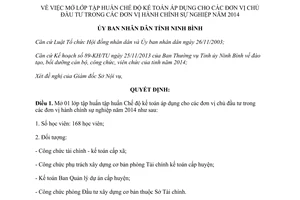 Quyết định 272/QĐ-UBND 2014 tập huấn kế toán chủ đầu tư trong đơn vị hành chính sự nghiệp Ninh Bình