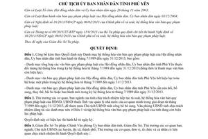 Quyết định 627/QĐ-UBND 2014 công bố Danh mục văn bản quy phạm pháp luật Phú Yên