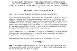 Quyết định 13/2014/QĐ-UBND nâng bậc lương trước hạn cán bộ công viên chức xuất sắc Quảng Ngãi