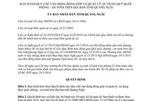 Quyết định 14/2014/QĐ-UBND vận động đóng góp Quỹ quốc phòng an ninh Quảng Ngãi