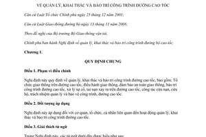 Nghị định 32/2014/NĐ-CP quản lý khai thác bảo trì công trình đường cao tốc