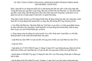 Chỉ thị 11/CT-BCT năm 2014 công khai minh bạch hoạt động kinh doanh điện xăng dầu