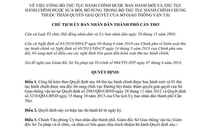 Quyết định 1119/QĐ-UBND năm 2014 thủ tục hành chính mới sửa đổi thuộc Sở Giao thông vận tải Cần Thơ