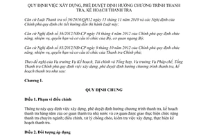 Thông tư 01/2014/TT-TTCP xây dựng phê duyệt định hướng chương trình kế hoạch thanh tra