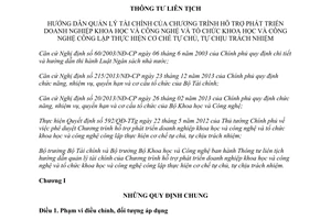 Thông tư liên tịch 49/2014/TTLT-BTC-BKHCN quản lý tài chính hỗ trợ doanh nghiệp khoa học công nghệ