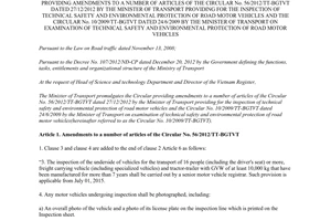 Circular No. 10/2014/TT-BGTVT amending Circular No. 56/2012/TT-BGTVT and 10/2009/TT-BGTVT