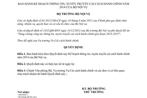 Quyết định 444/QĐ-BNV 2014 Kế hoạch thông tin tuyên truyền cải cách hành chính Bộ Nội vụ