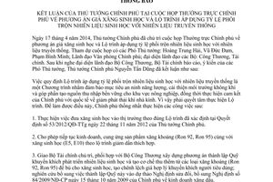 Thông báo 173/TB-VPCP 2014 giá xăng sinh học tỷ lệ phối trộn nhiên liệu sinh học nhiên liệu truyền thống