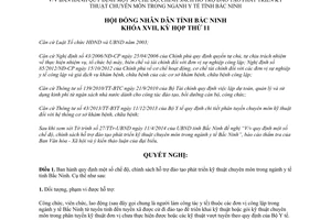 Nghị quyết 115/2014/NQ-HĐND17 chính sách hỗ trợ đào tạo phát triển kỹ thuật y tế Bắc Ninh