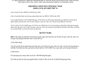 Nghị quyết 130/2014/NQ-HĐND17 hỗ trợ kinh phí tổ chức tôn giáo chức sắc Bắc Ninh