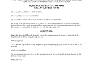 Nghị quyết 125/2014/NQ-HĐND17 hỗ trợ đầu tư xây dựng hạ tầng nông thôn khu xử lý rác thải Bắc Ninh