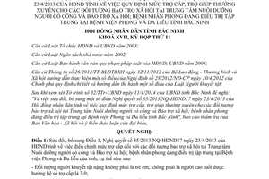 Nghị quyết 117/2014/NQ-HĐND17 sửa đổi 85/2013/NQ-HĐND17 điều chỉnh mức trợ cấp bảo trợ xã hội Bắc Ninh