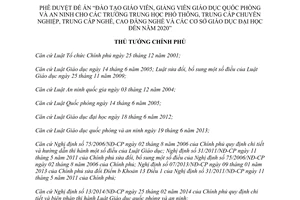 Quyết định 607/QĐ-TTg 2014 Đào tạo giáo viên giảng viên quốc phòng an ninh trung học trung cấp 2020