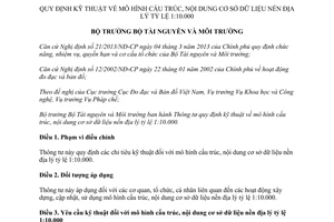 Thông tư 21/2014/TT-BTNMT kỹ thuật mô hình cấu trúc nội dung cơ sở dữ liệu nền địa lý tỷ lệ 1:10.000