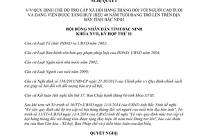 Nghị quyết 122/2014/NQ-HĐND17 chế độ trợ cấp xã hội người cao tuổi Bắc Ninh