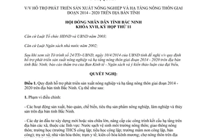 Nghị quyết 128/2014/NQ-HĐND17 hỗ trợ phát triển sản xuất nông nghiệp 2014 2020 Bắc Ninh