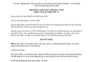 Nghị quyết 121/2014/NQ-HĐND17 mức thu quản lý sử dụng quỹ quốc phòng an ninh Bắc Ninh