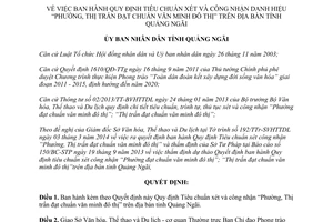 Quyết định 15/2014/QĐ-UBND  tiêu chuẩn Phường Thị trấn đạt chuẩn văn minh đô thị Quảng Ngãi