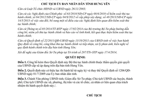 Quyết định 672/QĐ-CTUBND 2014 Bộ thủ tục hành chính mới Ủy ban nhân dân cấp xã Hưng Yên