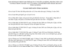 Quyết định 526/QĐ-UBND 2014 quản lý người lao động phương tiện vận tải cửa khẩu Cao Bằng