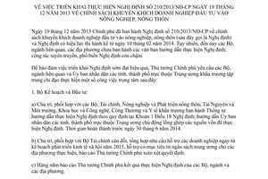 Chỉ thị 09/CT-TTg năm 2014 chính sách khuyến khích doanh nghiệp đầu tư nông nghiệp nông thôn