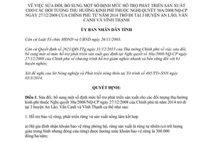 Quyết định 1223/QĐ-UBND năm 2014 sửa đổi định mức hỗ trợ phát triển sản xuất thuộc 30a/2008/NQ-CP Bình Định