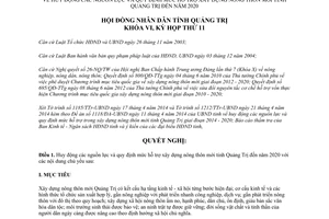 Nghị quyết 02/2014/NQ-HĐND hỗ trợ xây dựng nông thôn mới Quảng Trị đến 2020