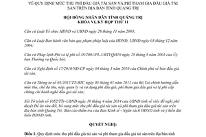 Nghị quyết 03/2014/NQ-HĐND mức thu phí đấu giá tài sản phí tham gia đấu giá tài sản Quảng Trị
