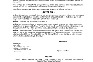 Quyết định 851/QĐ-UBND 2014 công bố thủ tục hành chính thuộc Sở Văn hóa Thừa Thiên Huế