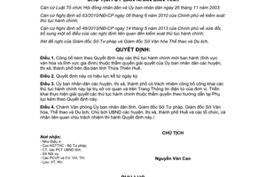 Quyết định 847/QĐ-UBND 2014 thủ tục hành chính mới thẩm quyền Ủy ban nhân dân Thừa Thiên Huế