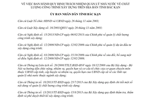 Quyết định 05/2014/QĐ-UBND trách nhiệm quản lý nhà nước chất lượng công trình xây dựng Bắc Kạn