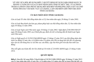 Quyết định 06/2014/QĐ-UBND Phí sử dụng bến bãi phương tiện vận tải cửa khẩu Cao Bằng