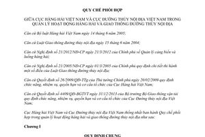 Quy chế phối hợp 1562/QCPH-CHHVN-CDTNĐVN 2014 quản lý hoạt động hàng hải giao thông đường thủy