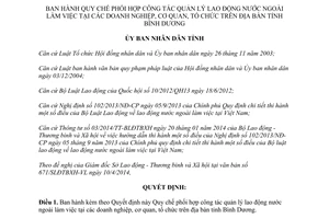 Quyết định 12/2014/QĐ-UBND quản lý lao động nước ngoài làm việc tại Bình Dương