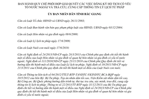 Quyết định 220/2014/QĐ-UBND đăng ký hộ tịch yếu tố nước ngoài cung cấp lý lịch tư pháp Bắc Giang