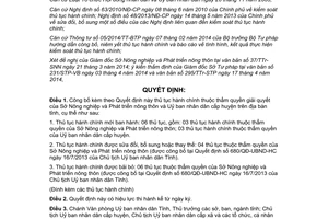 Quyết định 371/QĐ-UBND-HC 2014 thủ tục hành chính Sở Nông nghiệp Uỷ ban huyện Đồng Tháp