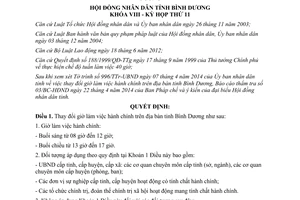 Nghị quyết 05/2014/NQ-HĐND8 thay đổi giờ làm việc hành chính Bình Dương