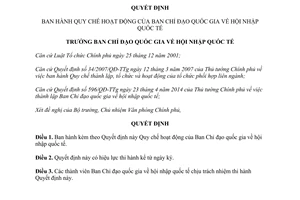 Quyết định 27/QĐ-BCĐHNQT 2014 Quy chế hoạt động của Ban Chỉ đạo quốc gia về hội nhập quốc tế