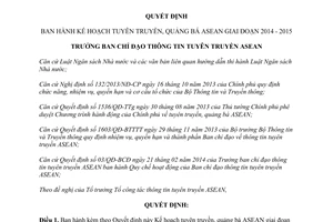 Quyết định 04/QĐ-BCĐ năm 2014 tuyên truyền quảng bá ASEAN 2014 2015
