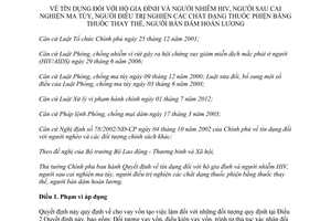 Quyết định 29/2014/QĐ-TTg tín dụng hộ gia đình người nhiễm HIV sau cai nghiện bán dâm hoàn lương