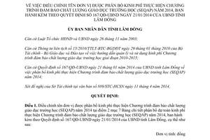 Quyết định 864/QĐ-UBND 2014 đơn vị được phân bổ kinh phí thực hiện Chương trình SEQAP Lâm Đồng