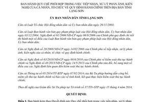 Quyết định 07/2014/QĐ-UBND 2014 phối hợp tiếp nhận xử lý kiến nghị quy định hành chính Lạng Sơn