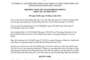 Nghị quyết 09/2014/NQ-HĐND phát triển viễn thông công nghệ thông tin Hải Phòng 2020