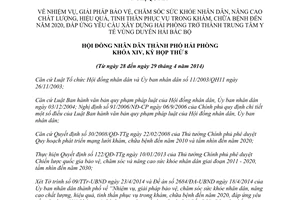 Nghị quyết 10/2014/NQ-HĐND chăm sóc sức khỏe nhân dân khám chữa bệnh 2020 Hải Phòng