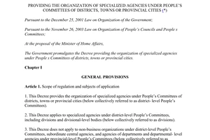 Decree No. 37/2014/ND-CP organization of specialized agencies under people’s committees