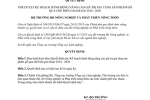 Quyết định 919/QĐ-BNN-TCLN 2014 Kế hoạch hành động Nâng cao giá trị gia tăng sản phẩm gỗ qua chế biến