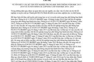 Chỉ thị 09/2014/CT-UBND thi tốt nghiệp trung học phổ thông 2013 2014 tuyển sinh 2014 2015 Hồ Chí Minh