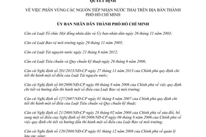 Quyết định 16/2014/QĐ-UBND phân vùng nguồn tiếp nhận nước thải Thành phố Hồ Chí Minh
