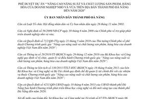 Quyết định 2799/QĐ-UBND duyệt nâng cao năng suất chất lượng sản phẩm hàng hóa doanh nghiệp Đà Nẵng