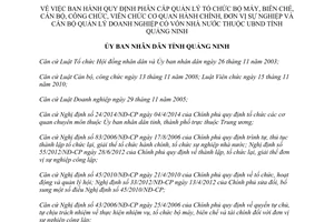 Quyết định 858/2014/QĐ-UBND phân cấp quản lý tổ chức bộ máy biên chế cán bộ công viên chức Quảng Ninh